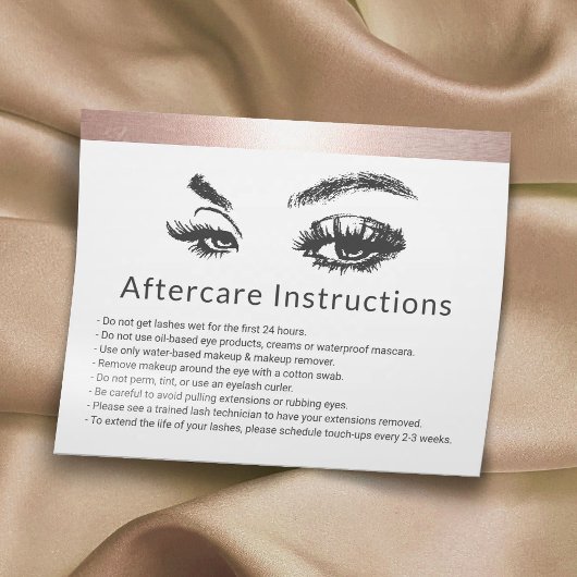 Eyelash Extensions Rose Gold Border Aftercare Flyer