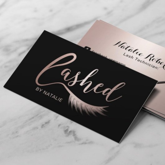Eyelash Extensions Rose Gold Lashed Salon Visitenkarte