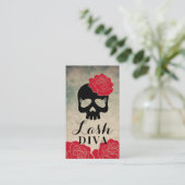 Eyelash Extensions Schönheit Blumenschädel Vintag Visitenkarte (Stehend Vorderseite)