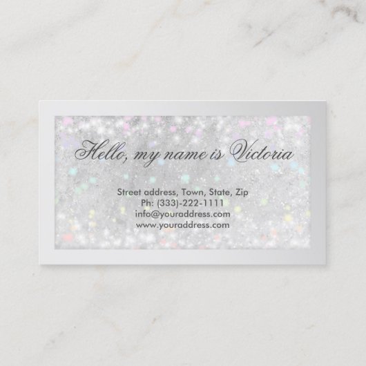 Eyelash Extensions Silver Glitzer Card Visitenkarte (Rückseite)