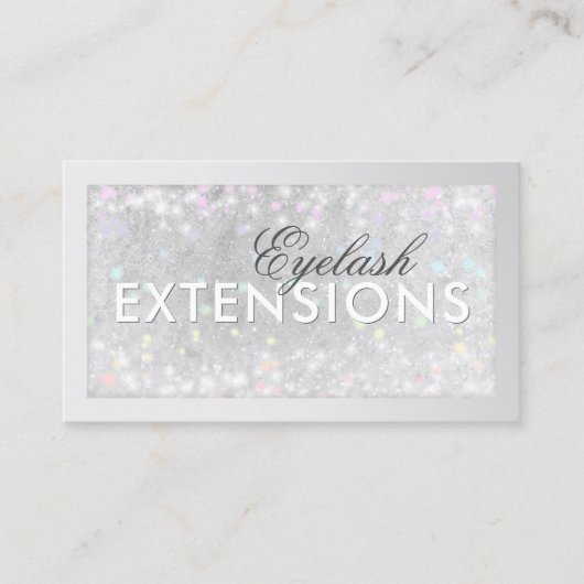 Eyelash Extensions Silver Glitzer Card Visitenkarte (Vorderseite)