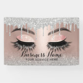 Eyelash Extensions Silver Tropfens Rose Gold Salon Banner (Horizontal)