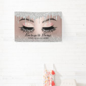 Eyelash Extensions Silver Tropfens Rose Gold Salon Banner (InSitu)