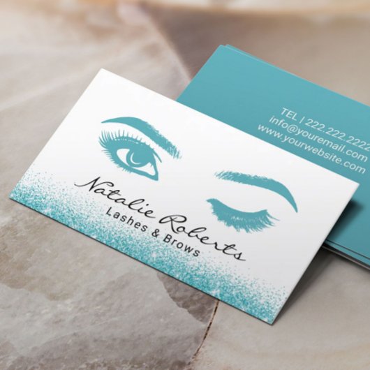 Eyelash Extensions Wink Eye Aquamariner Glitzer Sa Visitenkarte