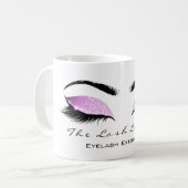 Eyelash Extention Beauty Magenta Pink Glitzer Kaffeetasse (Vorderseite Links)