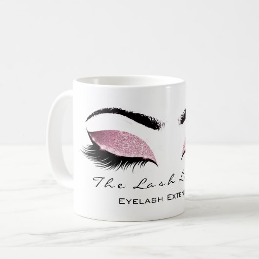 Eyelash Extention Beauty Pink Blush Glitzer Kaffeetasse (Vorderseite Links)