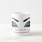 Eyelash Extention Beauty Studio Aquamarin Glitzer Kaffeetasse (Mittel)