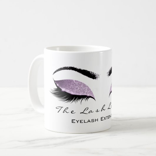 Eyelash Extention Beauty Studio Glitzer Kaffeetasse (Vorderseite Links)
