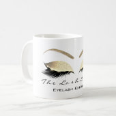 Eyelash Extention Beauty Studio Gold Glitzer Kaffeetasse (Vorderseite Links)