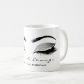 Eyelash Extention Beauty Studio Gray SilverGlitter Kaffeetasse (VorderseiteRechts)