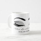 Eyelash Extention Beauty Studio Gray SilverGlitter Kaffeetasse (Vorderseite Links)