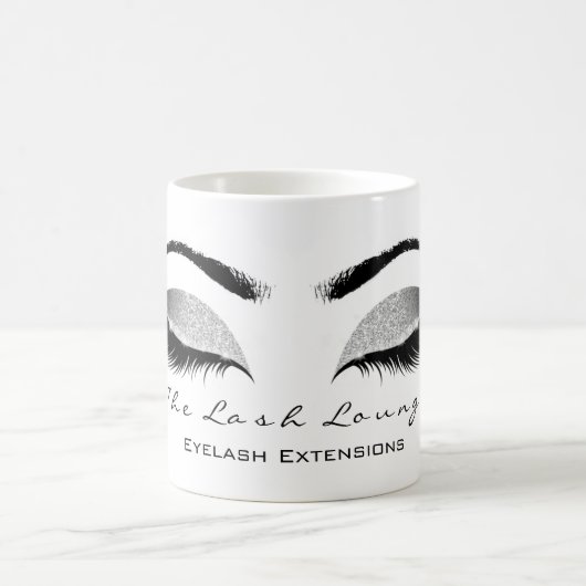 Eyelash Extention Beauty Studio Gray SilverGlitter Kaffeetasse (Mittel)