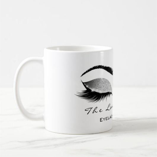Eyelash Extention Beauty Studio Gray SilverGlitter Kaffeetasse (Links)