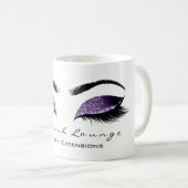 Eyelash Extention Beauty Studio Lila Glitzer Kaffeetasse (VorderseiteRechts)