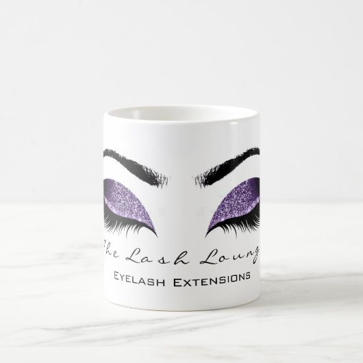 Eyelash Extention Beauty Studio Lila Glitzer Kaffeetasse (Mittel)