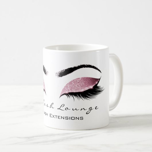 Eyelash Extention Beauty Studio Rose Glitzer Kaffeetasse (VorderseiteRechts)