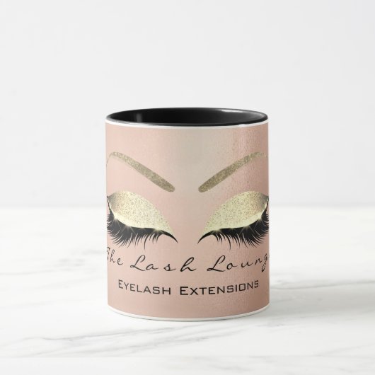 Eyelash Extention Beauty Studio Rose Gold Glitzer Tasse (Zentrum)
