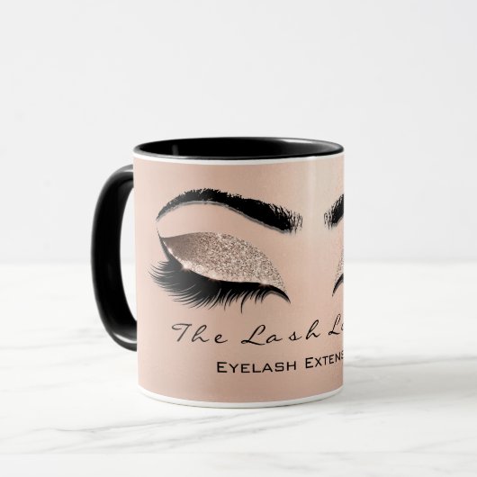 Eyelash Extention Beauty Studio Rose Wax Glitzer Tasse (Vorderseite Links)