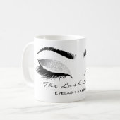 Eyelash Extention Beauty Studio Silve Gray Glitzer Kaffeetasse (Vorderseite Links)