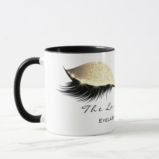 Eyelash Extention Beauty Studio White Gold Glitzer Tasse (Links)