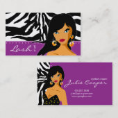 Eyelash-Geschäfts-Kartezebra-Frau lila Visitenkarte (Vorne/Hinten)
