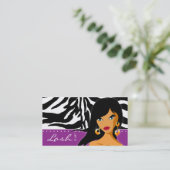 Eyelash-Geschäfts-Kartezebra-Frau lila Visitenkarte (Stehend Vorderseite)