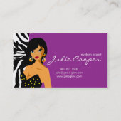 Eyelash-Geschäfts-Kartezebra-Frau lila Visitenkarte (Rückseite)