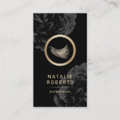 Eyelash Logo Dark Floral Makeup Artist Esthetician Visitenkarte (Vorderseite)