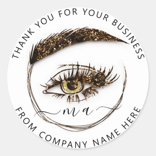 Eyelash Logo Name Holograph Danke Brown Glitzer Runder Aufkleber (Vorderseite)