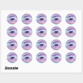 Eyelash Logo Name Holograph Danke Monogram Lila Runder Aufkleber (Blatt)