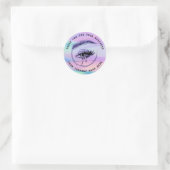 Eyelash Logo Name Holograph Danke Monogram Lila Runder Aufkleber (Tasche)