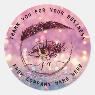 Eyelash Logo Name Holograph Danke Monogram Rose Runder Aufkleber