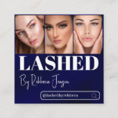 Eyelash Makeup Artist Blue Beauty Salon qr Code Quadratische Visitenkarte (Vorderseite)