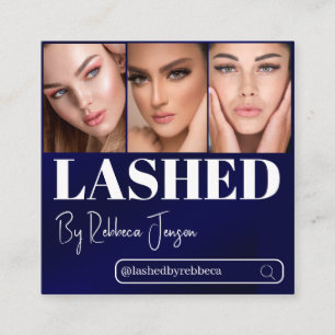 Eyelash Makeup Artist Blue Beauty Salon qr Code Quadratische Visitenkarte