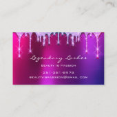 Eyelash Makeup Artist Holograph Tropfens Pink Berr Visitenkarte (Rückseite)