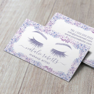 Eyelash Makeup Artist Lavender Floral Beauty Salon Visitenkarte