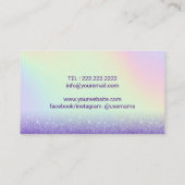 Eyelash Makeup Artist Lila Glitzer Holographic Visitenkarte (Rückseite)