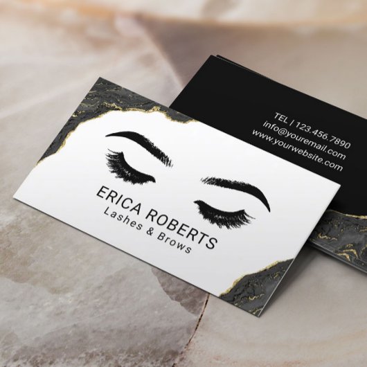 Eyelash Makeup Artist Modern Black Geode Salon Visitenkarte