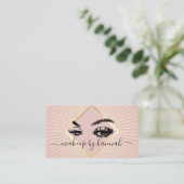 Eyelash Makeup Artist Modern Blush Pink Gold Salon Visitenkarte (Stehend Vorderseite)