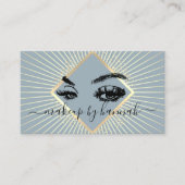 Eyelash Makeup Artist Modern Dusty Blue Gold Salon Visitenkarte (Vorderseite)