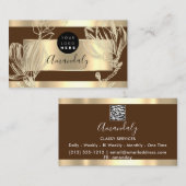 Eyelash Makeup Artist QR-Code Logo Floral Brown Visitenkarte (Vorne/Hinten)