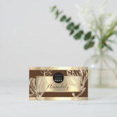 Eyelash Makeup Artist QR-Code Logo Floral Brown Visitenkarte (Stehend Vorderseite)