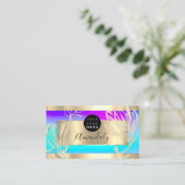 Eyelash Makeup Artist QR-Code Logo Floral Pink Visitenkarte (Stehend Vorderseite)