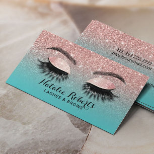 Eyelash Makeup Artist Rose Gold & Aquamariner Glit Visitenkarte