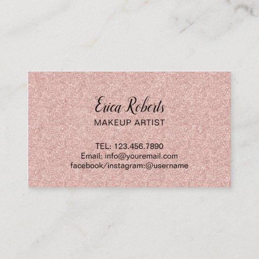 Eyelash Makeup Artist Rose Gold Glitzer Loyalität Treuekarte (Rückseite)