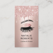 Eyelash Makeup Artist Rose Gold Glitzer Tropfen Visitenkarte (Vorderseite)
