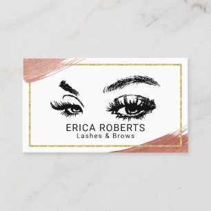 Eyelash Makeup Artist Rose Gold Pinselstriche Visitenkarte