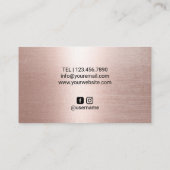 Eyelash Makeup Artist Rose Gold Strip Salon Visitenkarte (Rückseite)