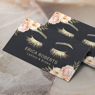 Eyelash Makeup Artist Vintag Floral Beauty Salon Visitenkarte