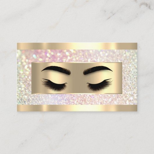 Eyelash Makeup Holograph QR Code Logo Glitzer Visitenkarte (Vorderseite)